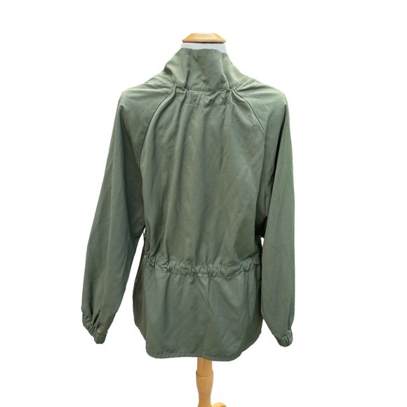 Elizabeth and James Utility Olive Green Cinch Waist Collar Windbreaker Jacket-M - Picture 10 of 14